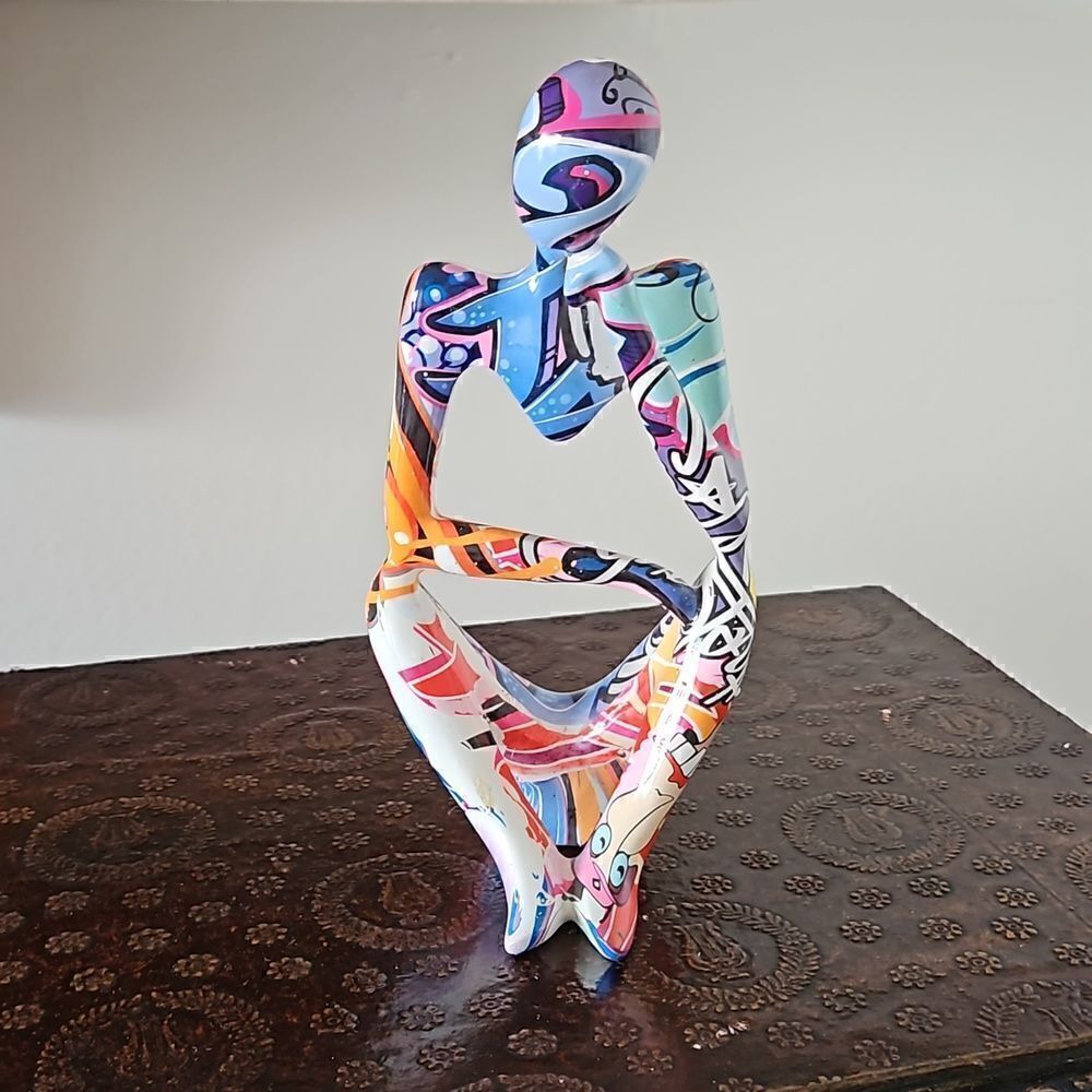 NWOT Modern abstract colored thinker figurine